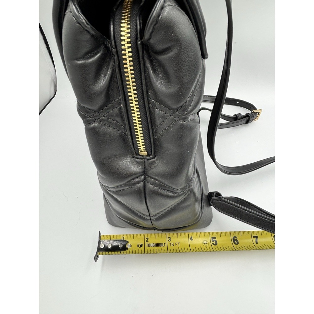 Michael Kors Serena Backpack Quilted Leather Flap Black & Gold mult pockets MED - Picture 13 of 14